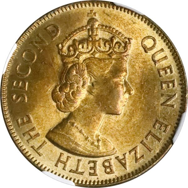 JAMAICA, nickel-brass penny, Elizabeth II, 1959, NGC MS 62, ex-Rudman.