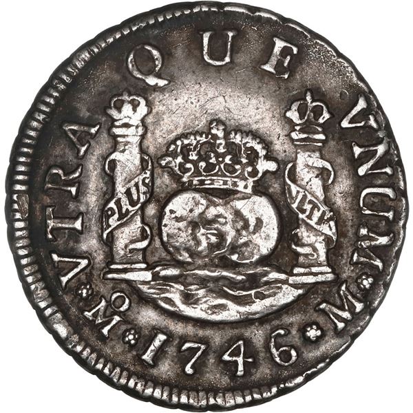 MEXICO, Mexico City, pillar 2 reales, Philip V, 1746 M.
