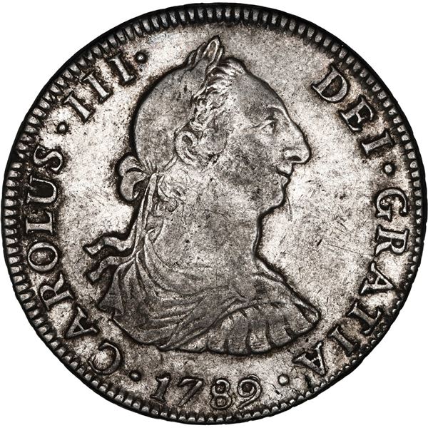 MEXICO, Mexico City, bust 4 reales, Charles III, 1789/8 FM, rare.