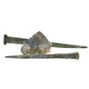 Image 1 : Lot of six small artifacts (two copper nails, three lead musket balls, and one musket flint), ex-Ast