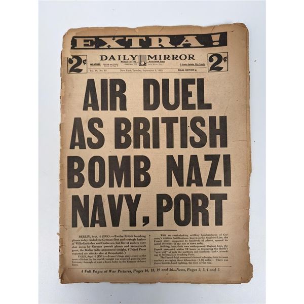 Daily Mirror 1939 Vintage Newspaper