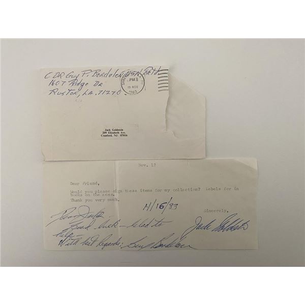 US Navy Flying Ace Guy P. Bordelon Jr. Signed Letter
