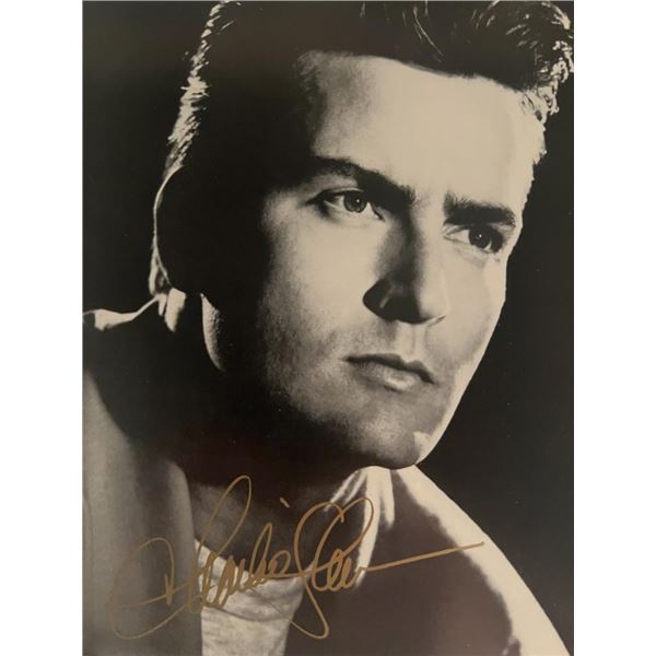 Charlie Sheen facsimile signed photo. 5x7 inches