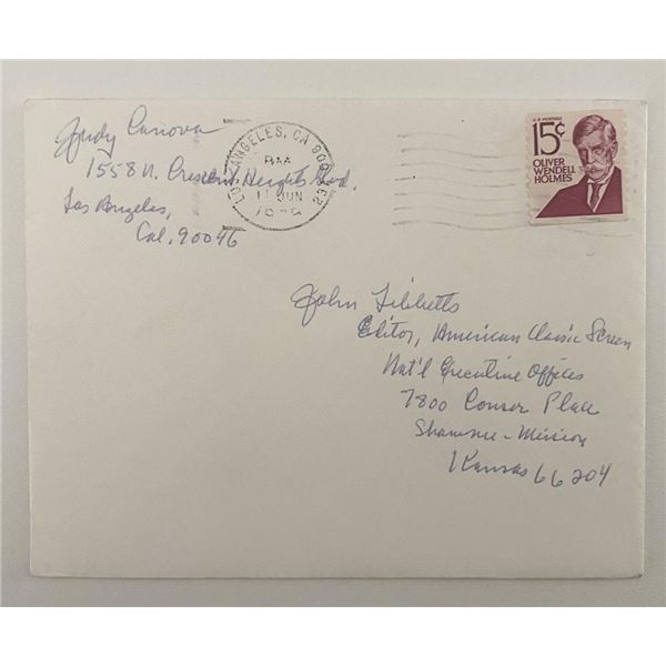 Judy Canova signed envelope. 4x5inches