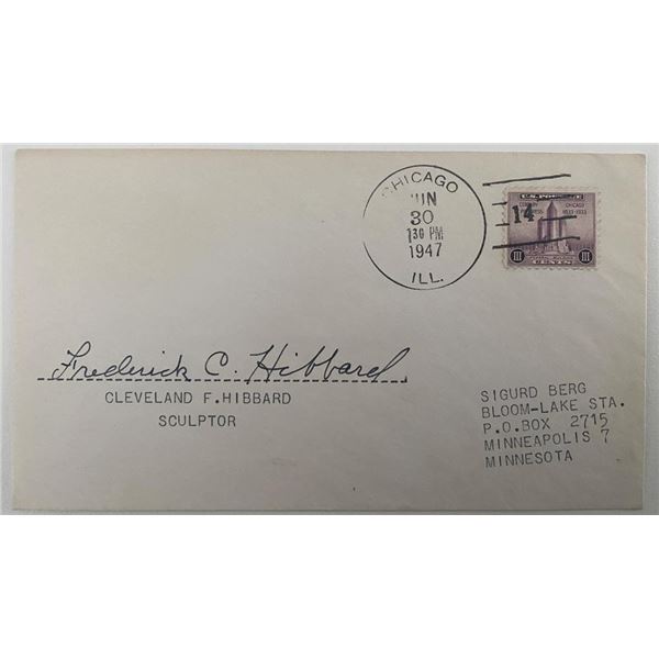 Sculptor Frederick Hibbard signed envelope