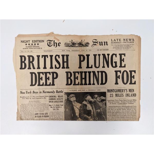 The Sun 1944 Vintage Newspaper