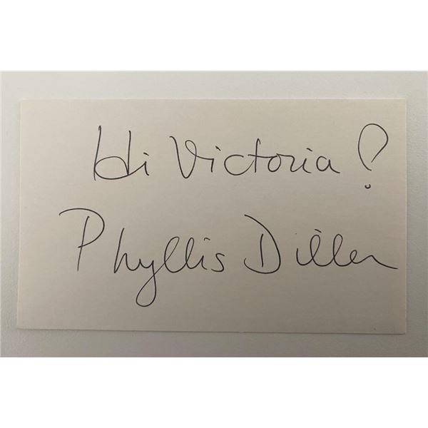 Phyllis Diller signed note