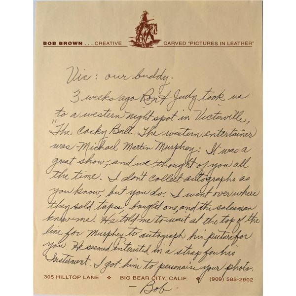 Bob Brown signed letter