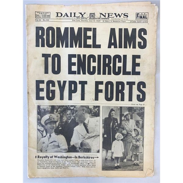 Daily News Original 1942 Vintage Newspaper