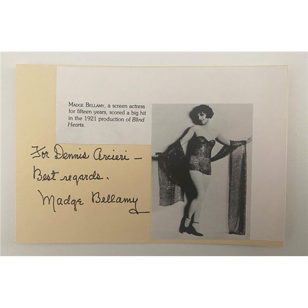 Madge Bellamy signed note and photo card