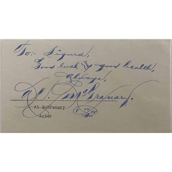 Al McGranary signed note