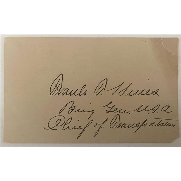 US Military Frank T. Hines signed note