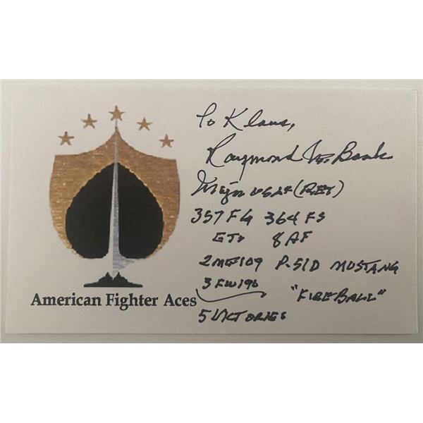 WWII USAF Flying Ace Major Raymond Bank Signed Note