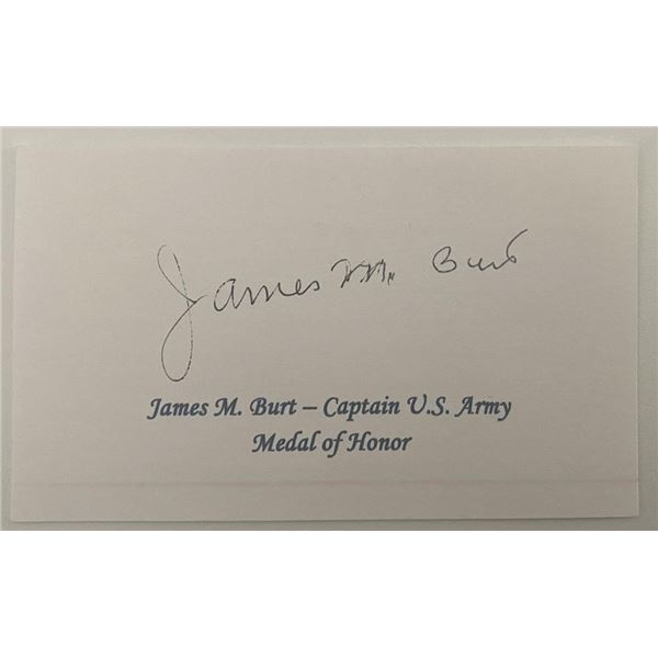 WWII U.S. Army Captain James M. Burt Medal of Honor Original Signature