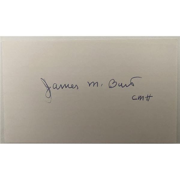 US Army Medal of Honor Recipient James M. Burt original signature cut