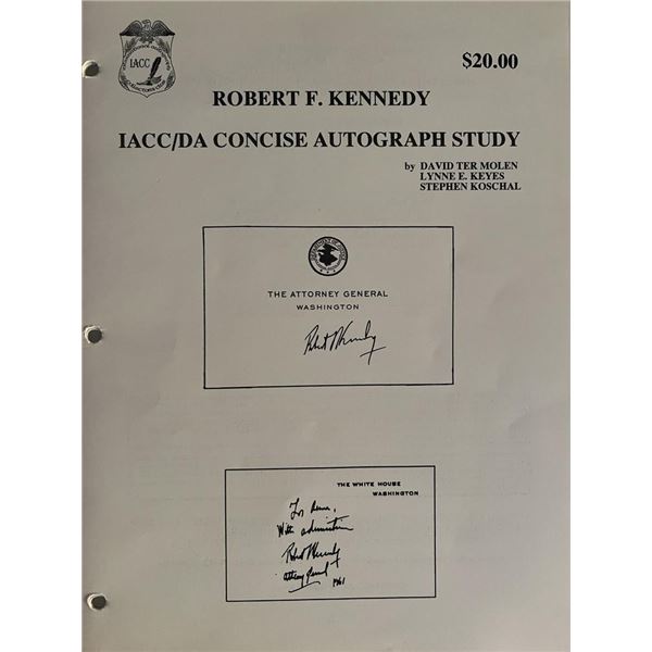 Robert F. Kennedy autograph study book. 9x11 inches