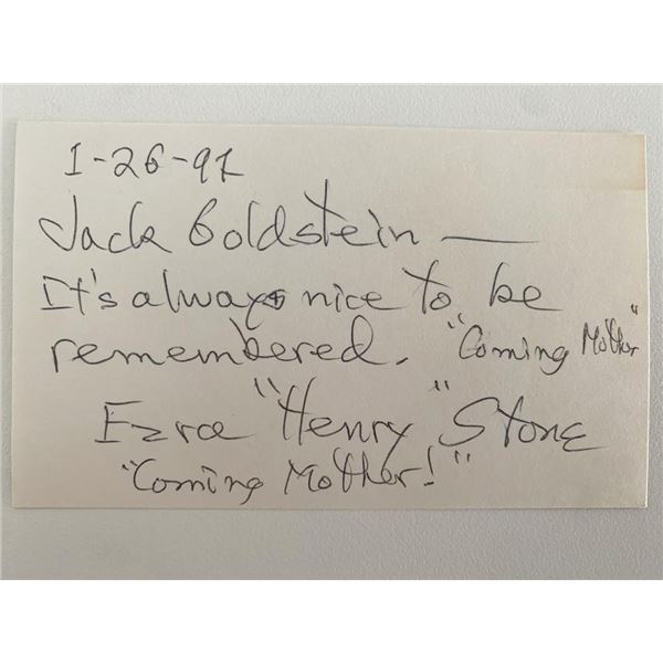 Ezra Henry Stone signed note
