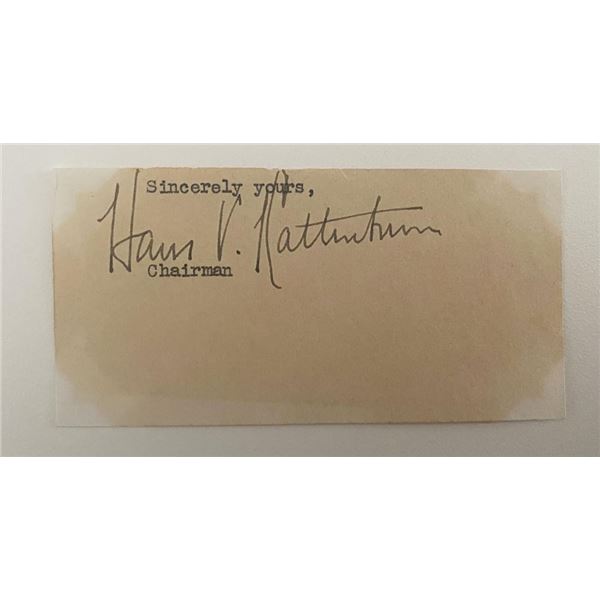 Radio Commentator Hans Kaltenborn original signature