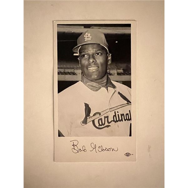 Bob Gibson facsimile signed photo. 3x5 inches