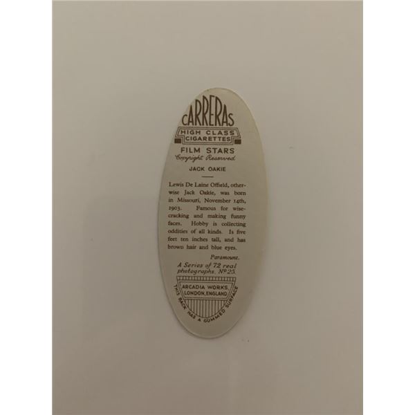 Jack Oakie unsigned cigarette card