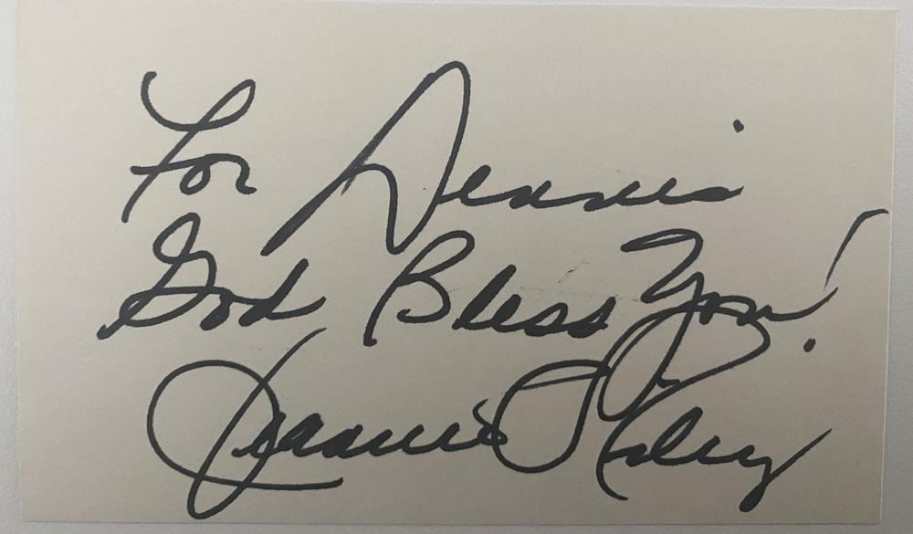 Country singer Jeannie C. Riley signed note