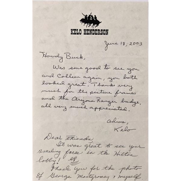 Kelo Henderson Signed Letter