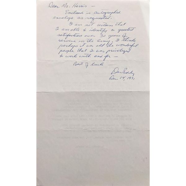 General Dayton W. Eddy handwritten and signed letter