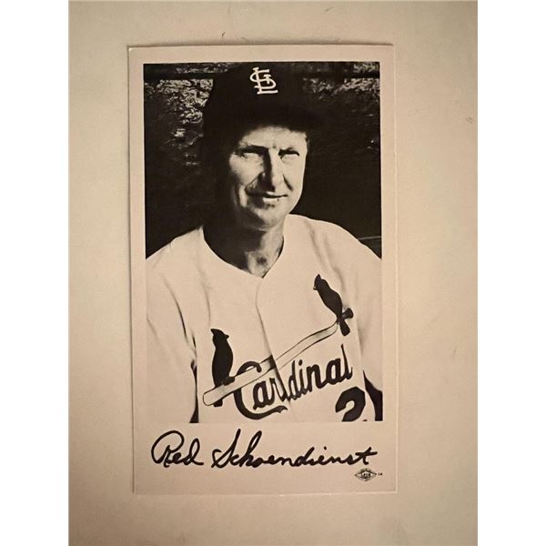 Red Schoendienst facsimile signed photo. 3x5 inches