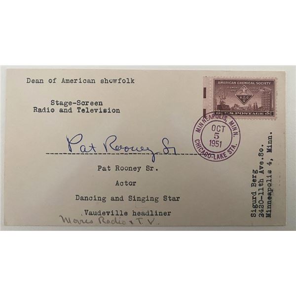 Actor Pat Rooney Sr. signed envelope