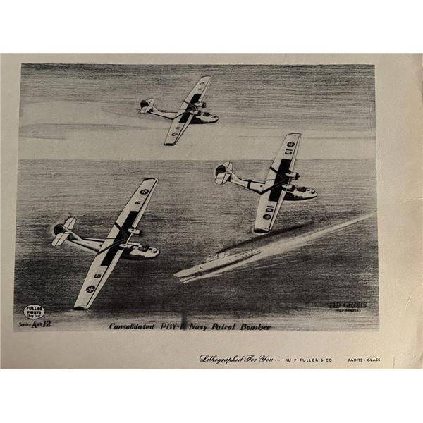 WW2 Navy Patrol litho. 8x10 inches