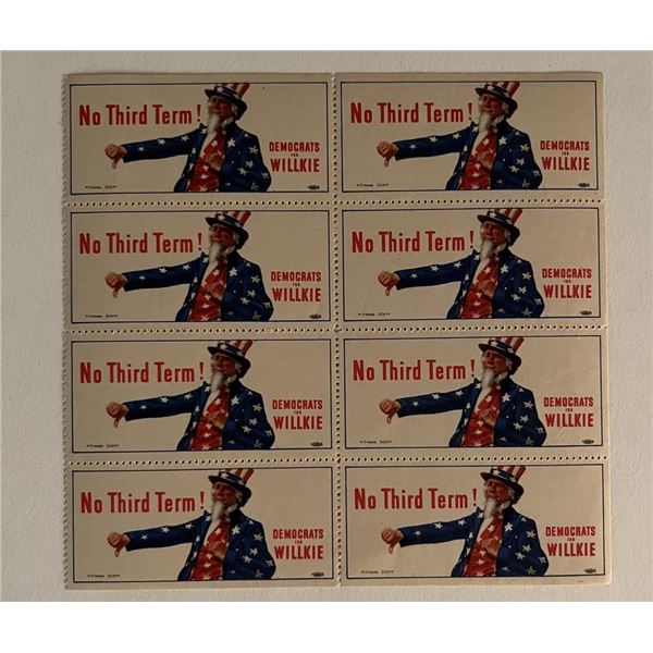 Democrats for Willkie stamp sheet