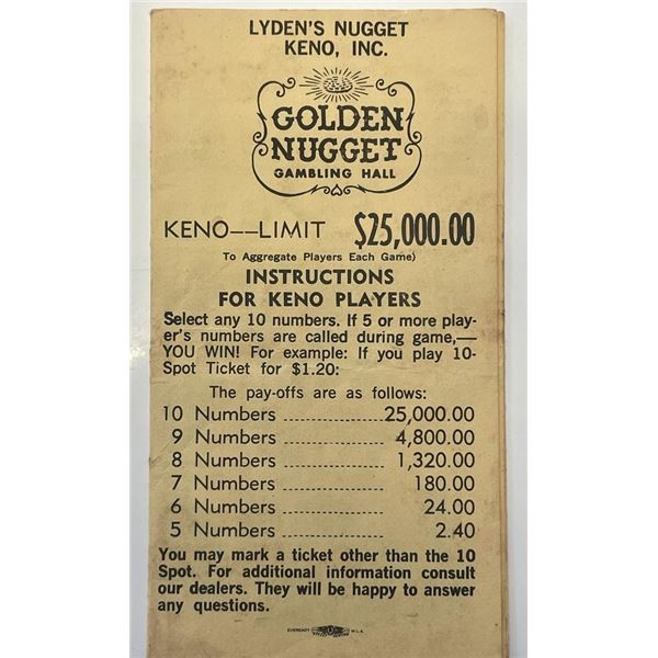 Golden Nugget pamphlet
