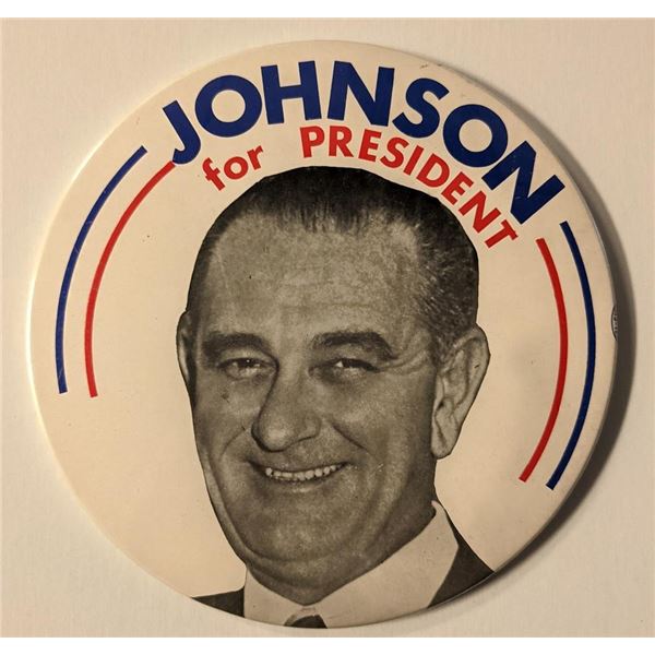 Johnson For President Vintage Oversize Presidential Campaign Pin