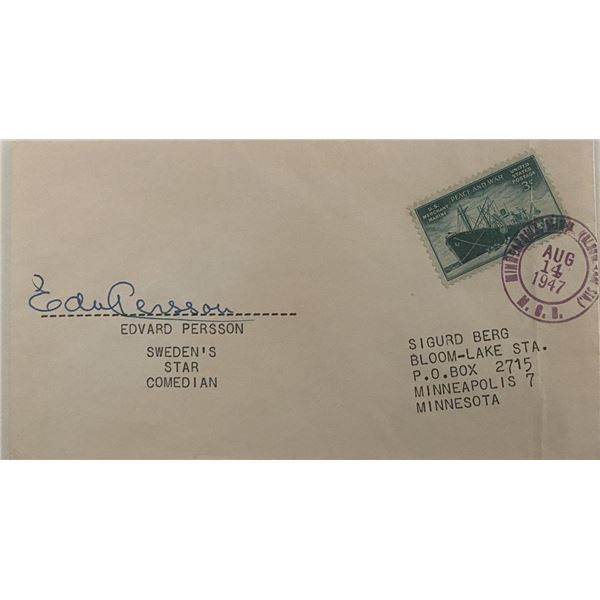 Swedish actor Edvard Persson  signed 1947 cover