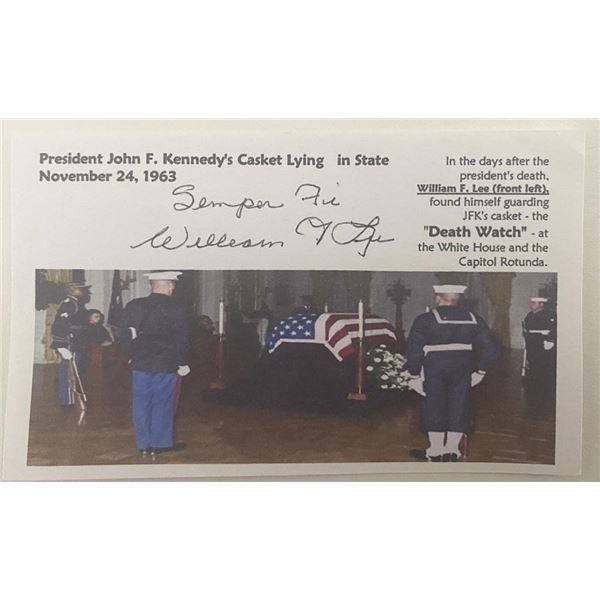 JFK Assassination Death Watch U.S. Marines Lt. William F. Lee signed Card