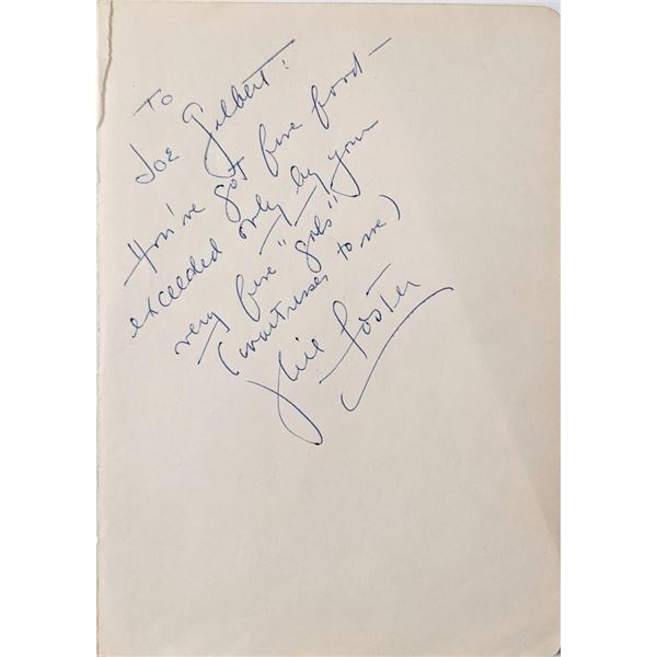 Julie Foster Signed Note