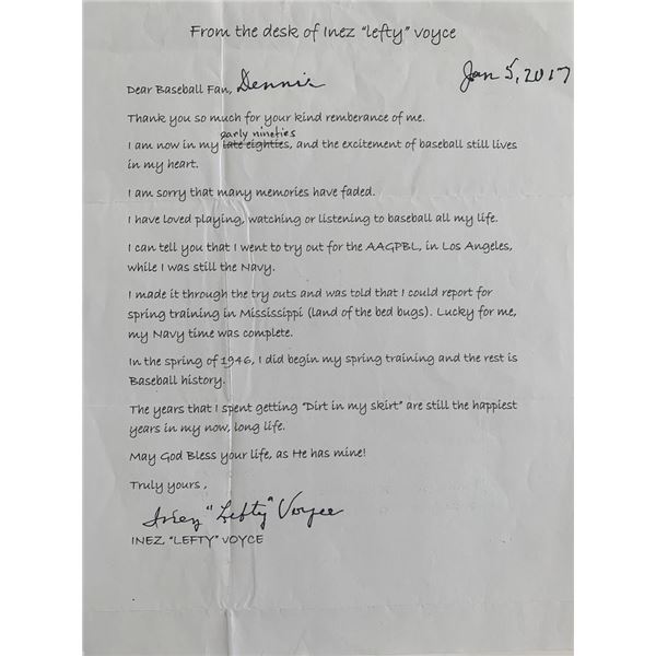 Inez Voyce Signed Note