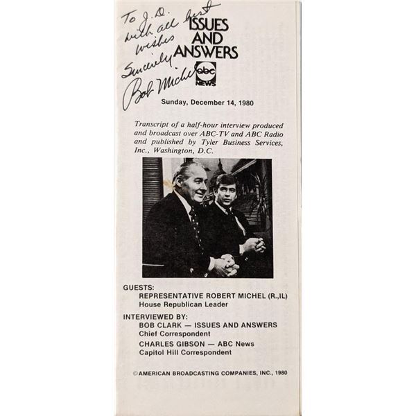 House Republican Leader Robert Michel Signed ABC Transcript