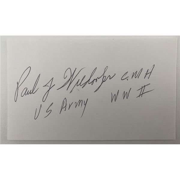 WWII MOH Recipient Paul J. Wiedorfer Original Signature