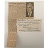 Image 1 : 1946 Lt. Col. William R. Hodgson signed note with newspaper clipping