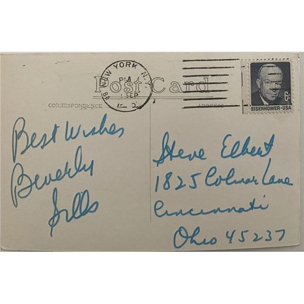 Beverly Sills signed postcard