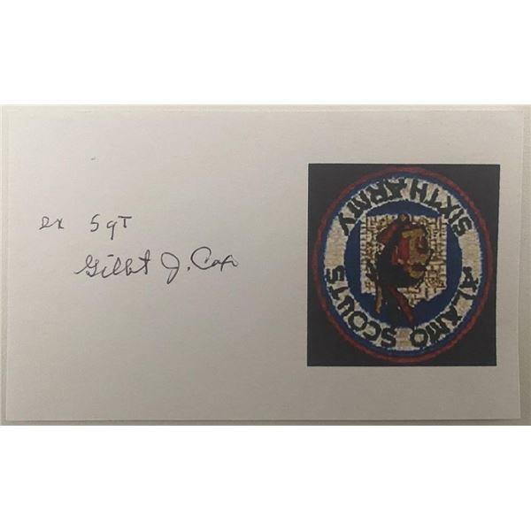 Alamo Scout Gilbert Cox signed note