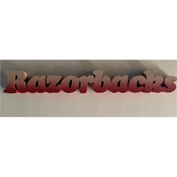 Arkansas Razorbacks wood block sign. 2x14 inches