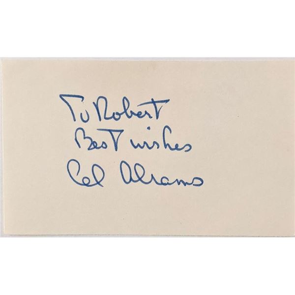 Sportswriter Al Abrams signed note