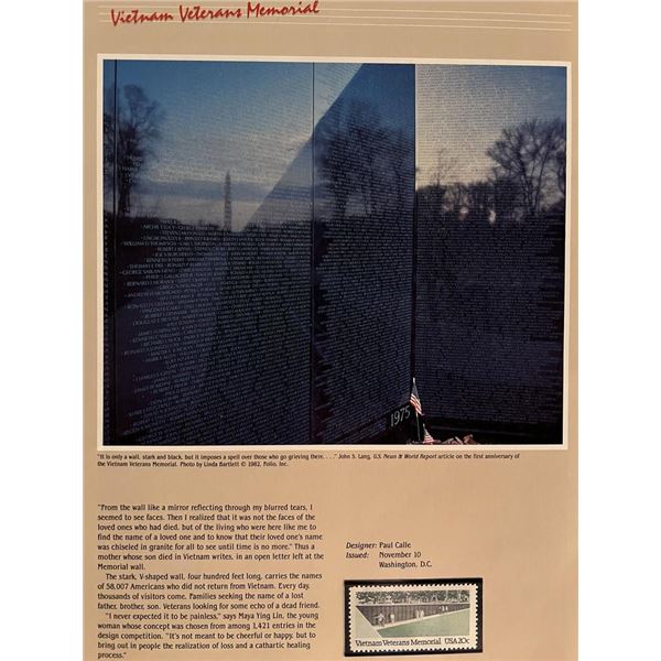 Vietnam Veterans Memorial stamp. 8x11 inches