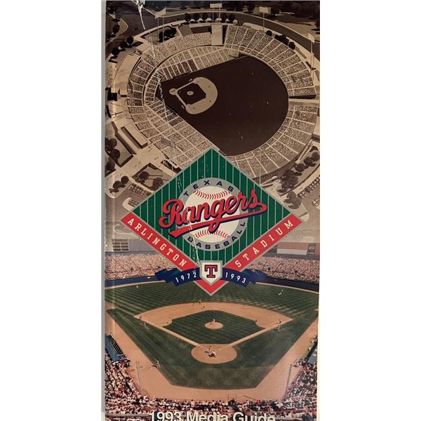 1993 Texas Rangers media guide. 4x9 inches