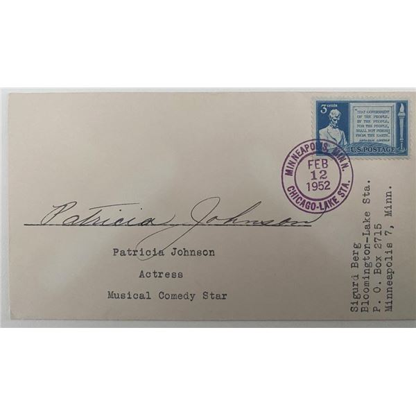Actress Patricia Johnson signed envelope