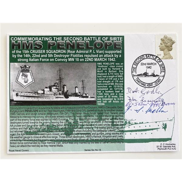 WWII Second Battle of Sirte HMS Penelope Multi Signed Commemorative Cover