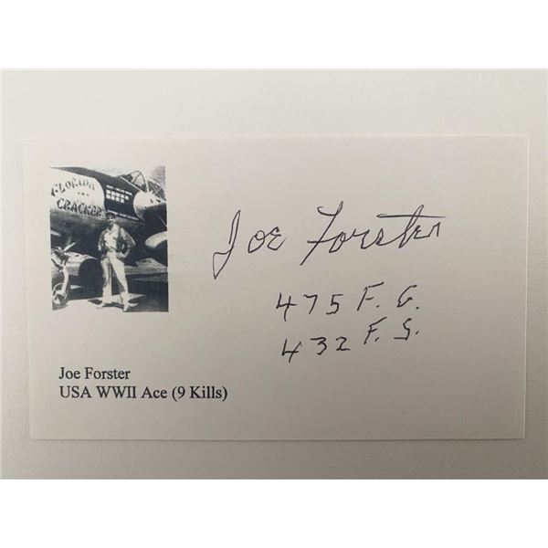 WWII Ace Joe Forster signed photo card