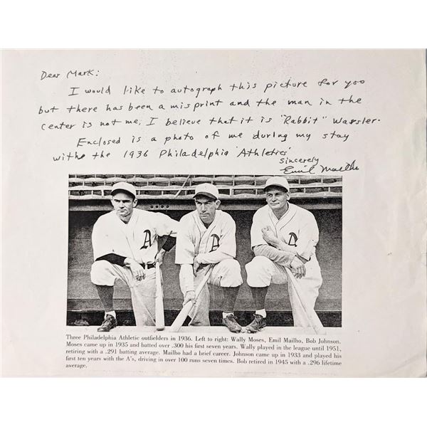 Major League Baseball Star Emil Mailho signed photo